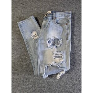 One Teaspoon Destroyed Baggie Blue Jeans Women's Size 26 Relaxed Tapered Leg